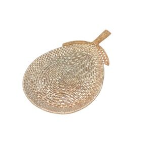 Vintage Wicker Leaf Basket Tray‎ Boho Rattan Wall Decor MCM 15"